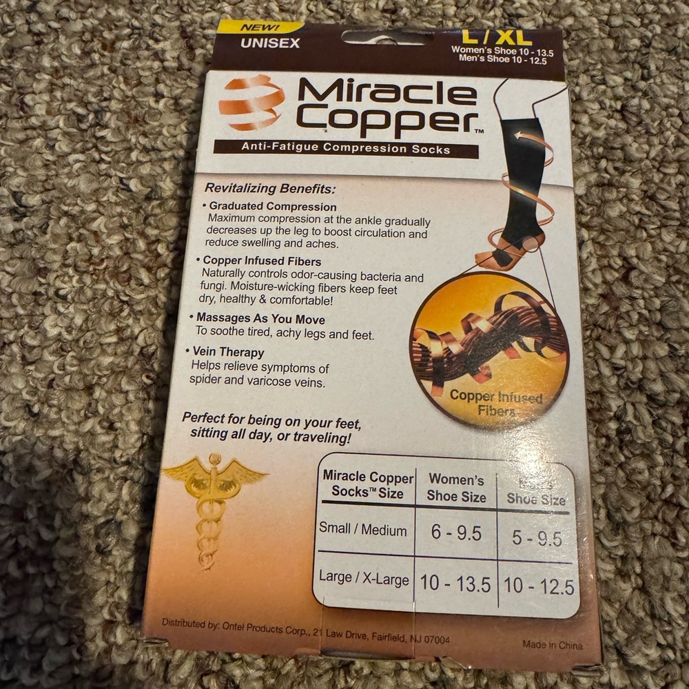 L/XL Miracle Copper Black Compression Socks new - Picture 4 of 4